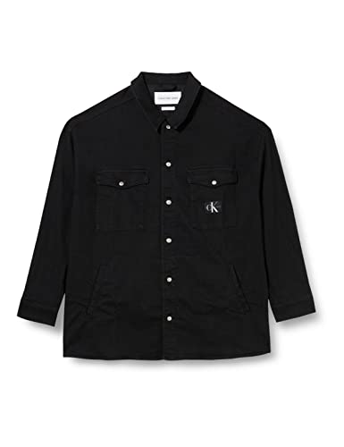 Calvin Klein Męska koszula użytkowa kurtka plus na co dzień, dżinsowa spłuczka, 3XL, Płukanie dżinsowe, 3XL