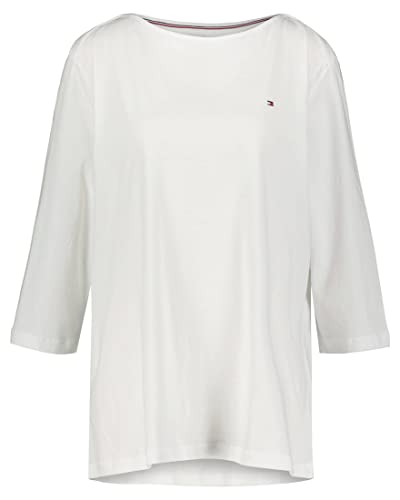 Tommy Hilfiger Damskie topy z dzianiny CRV Slim Boat-NK 3/4 SLV L/S, białe, 48, biały