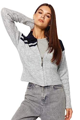Trendyol FeMan Regular Fit Basic Polo Neck Dzianina kardigan, granatowy, S, granatowy, S