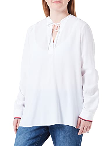 Tommy Hilfiger Vis Crepe Global STP Bluzka damska bluzka, biała (Th Optic White), rozmiar 40, biały (Th Optic White), 36