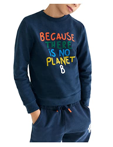 ECOALF Bluza dziecięca Sienalf, bawełniana bluza z recyklingu, bluza z długim rękawem, bluza z kapturem, Indygo niebieski, 10 lat
