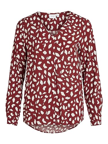 Vila Vipaya V-Neck L/S bluzka damska, Fired Brick/Aop: chicka, 44
