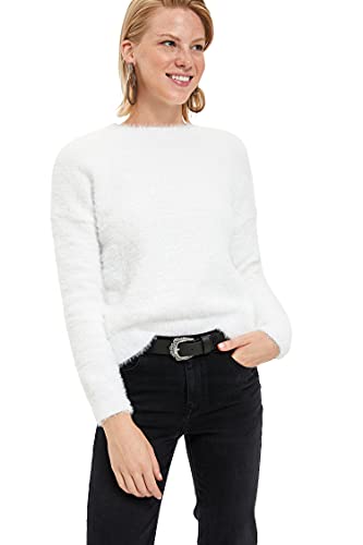 DeFacto Sweter normalny krój dla kobiet - sweter z golfem dla topów damski (ecru, XL), écru, XL