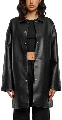 Urban Classics Damska kurtka damska Faux Leather Coat black S, czarny, S