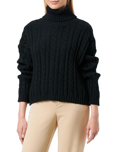 myMo Damski sweter z dzianiny z golfem akryl czarny rozmiar XS/S, czarny, XS