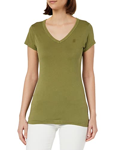G-STAR RAW Women's Eyben Stripe Slim V-Neck Top T-Shirt zielony (Avocado gd D21314-B059-D832), L, Zielony (Avocado Gd D21314-b059-d832), L