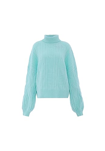 Aleva Damski top z dzianiny w stylu vintage, z golfem, akryl, delikatny, miętowy, rozmiar M/L, Delikatna mięta, M