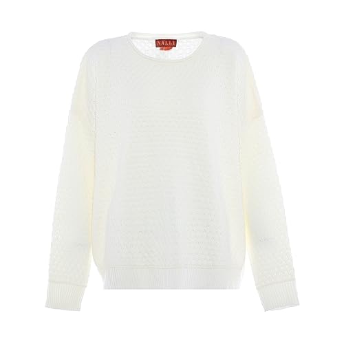 Nally Damski sweter z dzianiny z kołnierzem w stylu vintage akryl wełniany biały rozmiar XL/XXL, biały (wollweiss), XL
