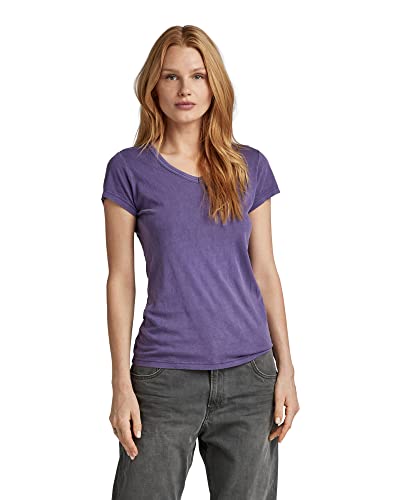 G-STAR RAW Women's Eyben Stripe Slim V-Neck Top T-Shirt, fioletowy (dk Violet gd B059-D829), XS, Purpur (Dk Violet Gd B059-d829), XS