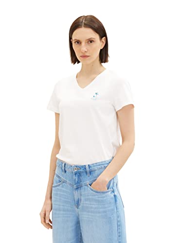 TOM TAILOR Damska koszulka z haftem, 10315 - Whisper White, S