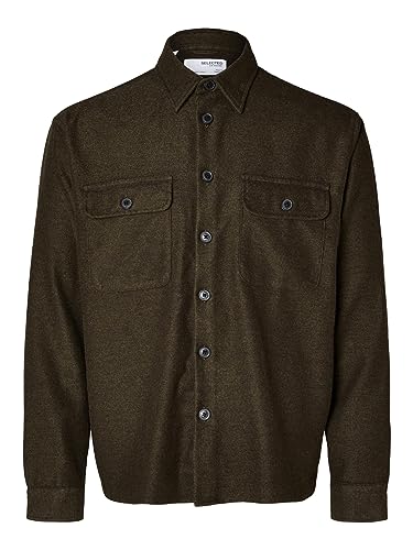 SELECTED HOMME męska koszula rekreacyjna SLHMASON-Twill Overshirt - Relaxed Fit, FOREST NIGHT, M