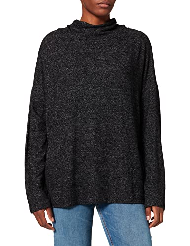 Gerry Weber Damski sweter o wyglądzie melanżu koszulka z długim rękawem rękaw 1/1 sweter melanż, czarny melanż, 44