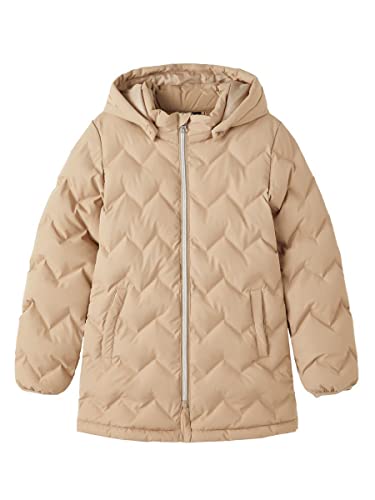 NAME IT Girl's NMFMALENE Puffer Jacket Camp Jacke, Silver Mink, 98, silver mink, 98 cm