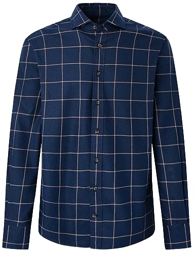Hackett London Męska koszula flanelowa z okienkiem, Niebieski (granatowy), M