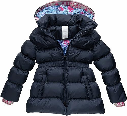 Replay Dziewczęca kurtka zimowa pikowana z kapturem, 576 Dark Blue, 16 Lata