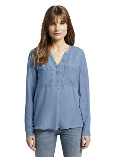 TOM TAILOR Denim Damski bluzka denim tunika 1016520, 10152 - Mid Stone Bright Blue Denim, M