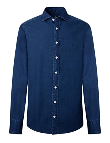 Hackett London Męska koszula dżinsowa w kolorze ciemnoniebieskim, granatowy, S