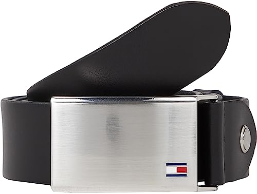 Tommy Hilfiger Pasek męski TH Plaque Belt 3.5 Adj skórzany pasek, czarny, 85