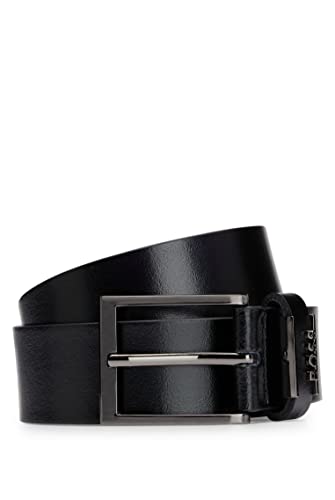 BOSS męski Cole-Ant Sz35 Włoski skórzany pasek z metalowym wykończeniem z logo, Black1, 105