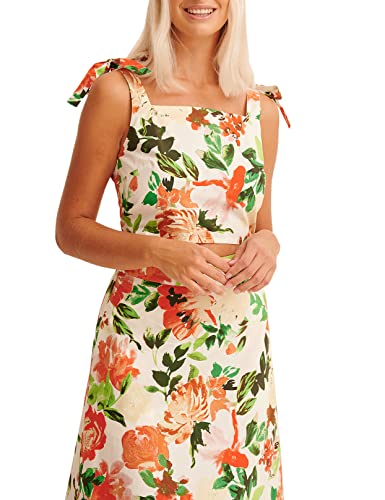 NA-KD Damska koszulka z detalami krawata, Kwiatowy, 32