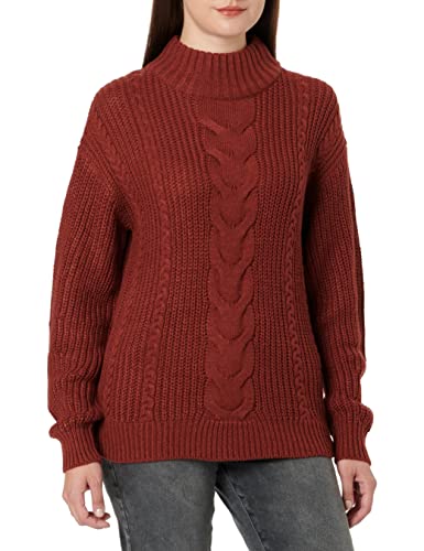 Vila Women's VIOA L/S sweter z wysokim dekoltem, top-NOOS, Fired Brick, L, Fired Brick, L