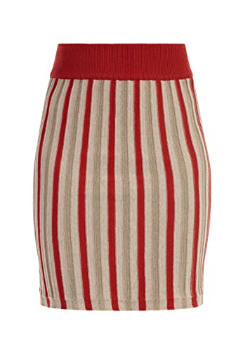 faina Damska spódnica z dzianiny mini 11026973, czerwona wielokolorowa, L, czerwony, wielokolorowy, L