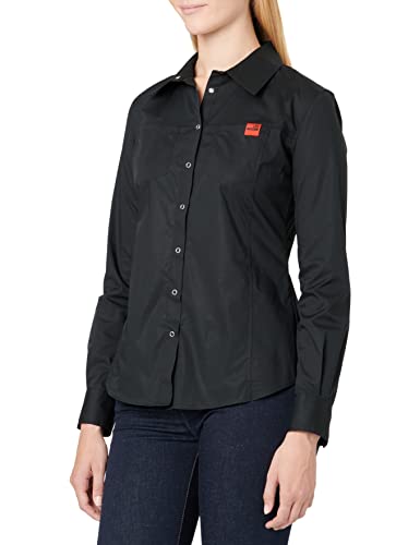 Love Moschino Damska koszulka slim fit z długimi rękawami z kieszeniami na klatce piersiowej, czarny, 40