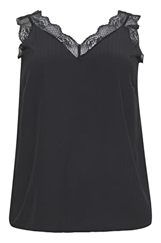 Kaffe Curve damska plus rozmiar topSleeveless koronkowa kamizelka czołgowa top, czarna głęboka, 50
