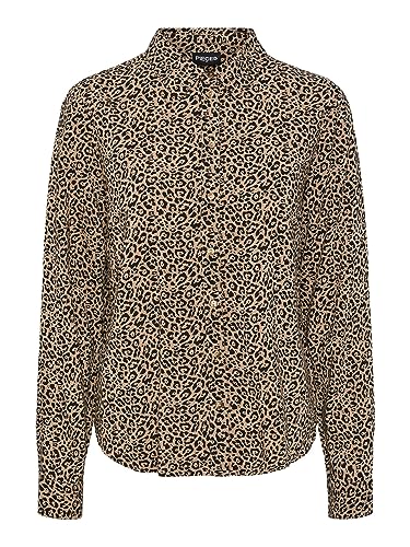 PIECES Damska bluzka Pcnova Ls Noos Bc, Silver Mink/Aop: leo, M