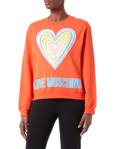 Love Moschino Damska bluza wielokolorowa z sercem, pomarańczowy, 40