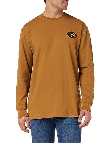 Dickies Męska koszulka z długim rękawem w jednym kolorze logo Hw, Brązowa kaczka, S-3XL