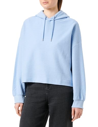 s.Oliver Sales GmbH & Co. KG/s.Oliver Damska bluza z kapturem i prążkowaną strukturą, niebieski, L