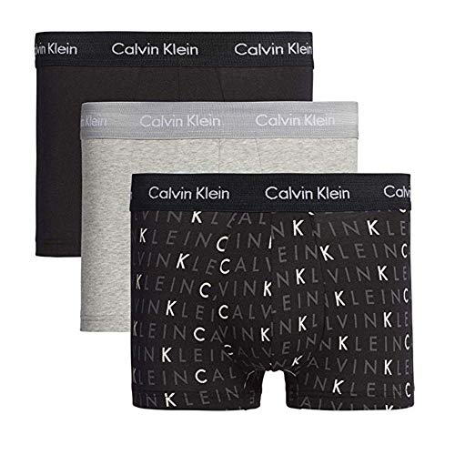 Calvin Klein 3P Low Rise Trunk Bokserki (szorty) Mężczyźni, Czarny/szary Heather/Subdued Logo, S