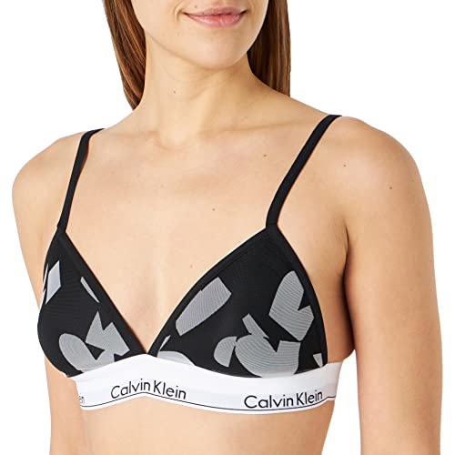 Calvin Klein Damski biustonosz z podszewką z trójkątny, Zapamiętywane serca nadruk_czarny, L