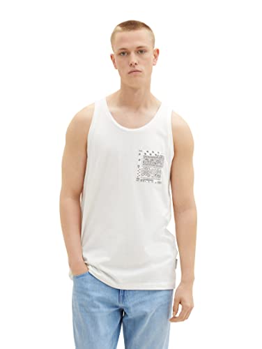 TOM TAILOR Denim Męski 1036484 Tanktop, 12906-Wool White, L, 12906 - Wool White, L