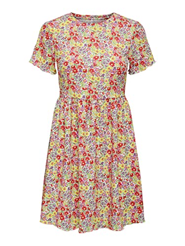 Bestseller A/S Damska sukienka ONLHILLARY S/S Short Sukienka JRS, Dusty Lavender/AOP:Sunny Flowers, L, Dusty Lavender/Aop:sunny Flowers, L