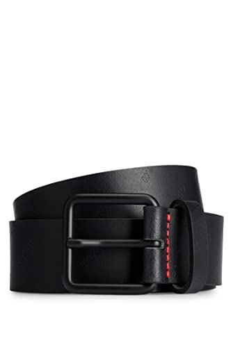 HUGO Męski pasek skórzany Graf Sz35 z wytłoczonym logo, czarny (Black1), 115