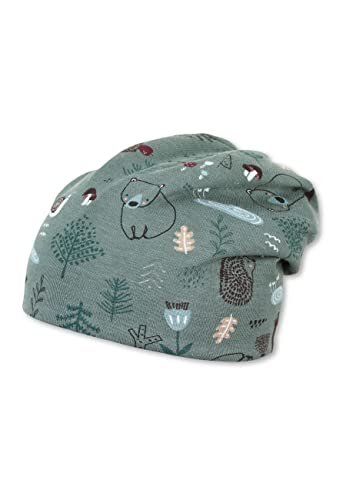 Sterntaler Chłopięca czapka beanie z motywem leśnym czapka, ciemnozielona, 45