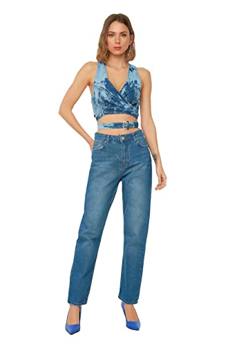 Trendyol Navy Blue Stan Bootcut Jeansy Damskie, Granatowy, 40