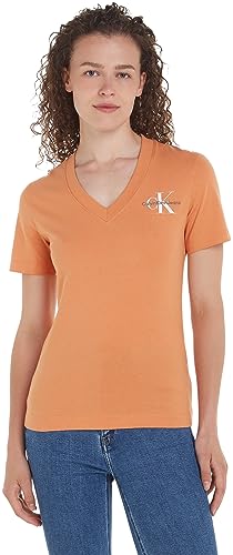 Calvin Klein Jeans Dzianinowe topy S/S, Tropikalny pomarańczowy, XS