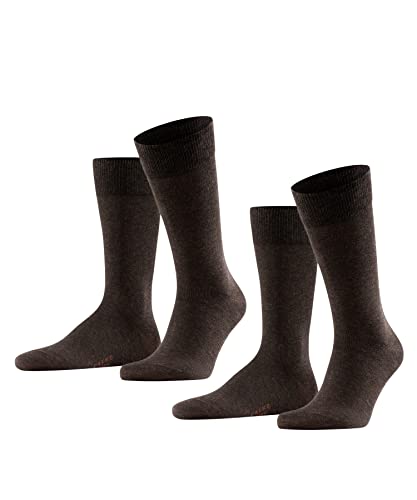 FALKE Mężczyźni Skarpety Happy 2-Pack M SO Bawełna jednokolorowe 2 Pak, Brązowy (Dark Brown 5450), 39-42