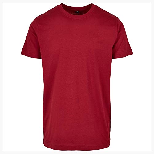 Build Your Brand Męski T-shirt Basic z okrągłym dekoltem, męski T-shirt z klasycznym krojem dostępny w wielu kolorach, rozmiary XS -5XL, burgundowy, XXL