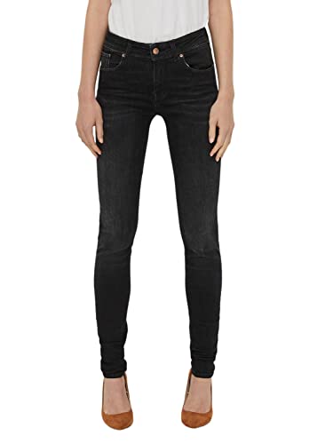 VERO MODA Damskie spodnie dżinsowe VMLUX MR SLIM JEANS RI101 NOOS dżinsy, czarne, XS/34L
