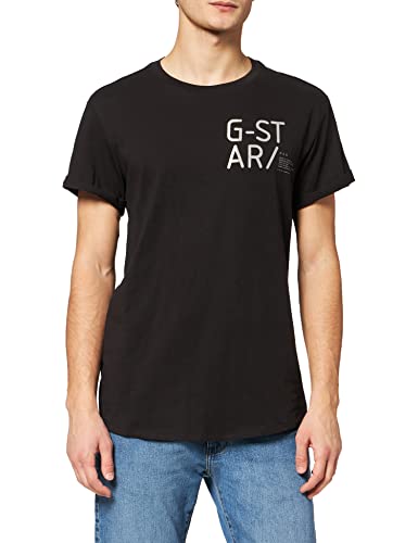 G-STAR RAW Męski T-shirt Lash Small Graphic Relaxed, Czarny (Dk Black D20724-336-6484), XS