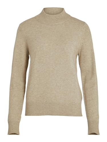 Vila Damski sweter z okrągłym dekoltem L/S Knit TOP-NOOS, naturalny melanż, L, Naturalny melanż, L