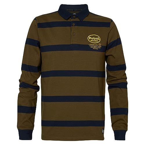 Petrol Industries Men Polo Long Sleeve Koszulka męska, Marynarka Północna, M