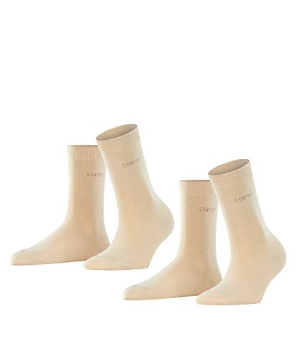 ESPRIT Kobiety Skarpety Uni 2-Pack W SO Bawełna jednokolorowe 2 Pak, Beżowy (Cream 4011), 35-38