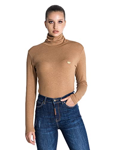 Gianni Kavanagh Damski sweter z golfem Camel Gk Core, Wielbłądzi, M