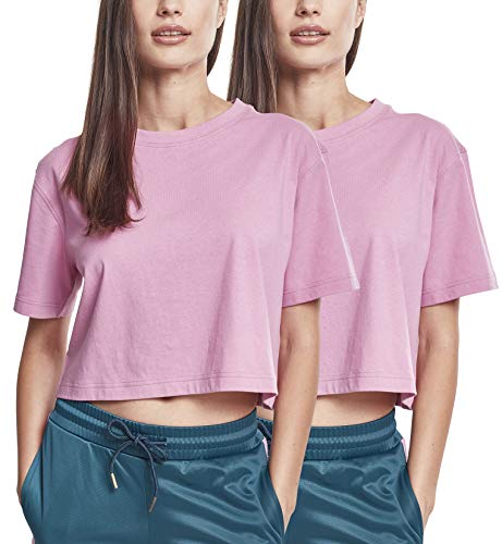Urban Classics Damska koszulka z krótkim rękawem (2 sztuki), Multicolour (Cool Pink/Cool Pink (2 sztuki) 02172), S