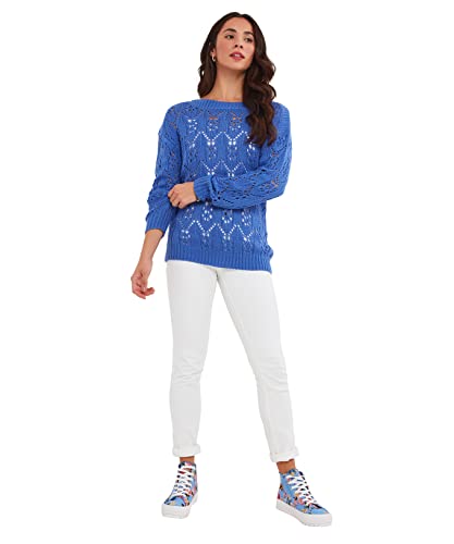 Joe Browns Damski jasny dekolt w serek z długim rękawem Pointelle Detail sweter top, niebieski, 10, Kobalt, 36